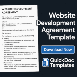 Website Development Agreement Template – Editable Web Design Contract (US/UK Legal)