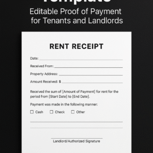 Rent Receipt Template – Editable Payment Proof Document for Tenants and Landlords