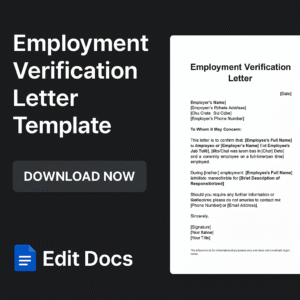 Employment Verification Letter Template – Editable Proof of Employment for HR and Employees