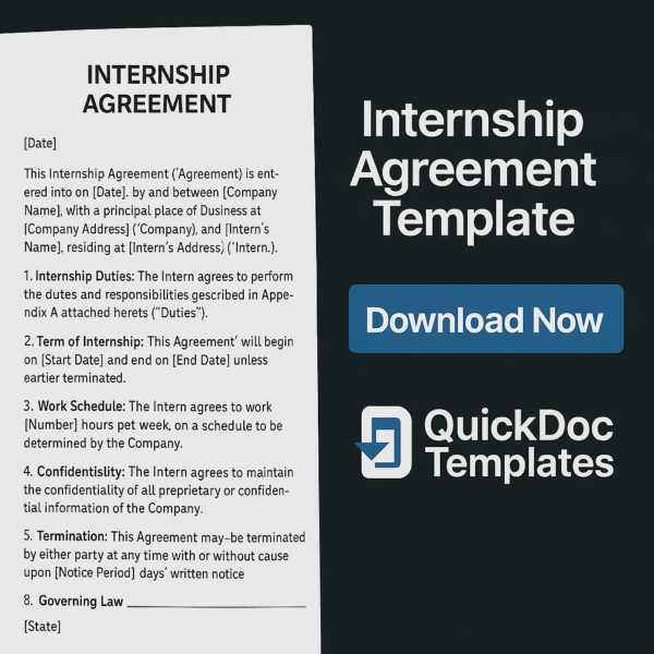 Internship Agreement Template – Editable Internship Contract for Companies and Interns