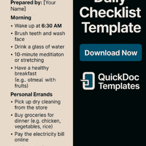 Daily Checklist Template – Editable Routine and Task Organizer in Word