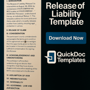 Release of Liability Template – Editable Legal Waiver Form for Events and Activities
