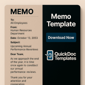 Memo Template – Editable Internal Communication Document for Corporate Use