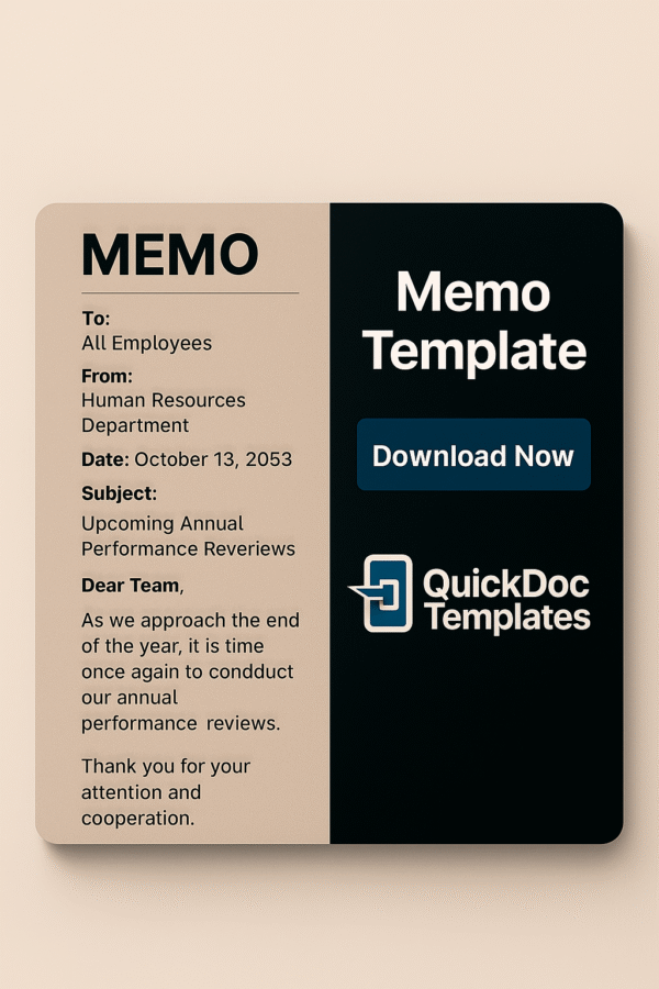 Memo Template – Editable Internal Communication Document for Corporate Use