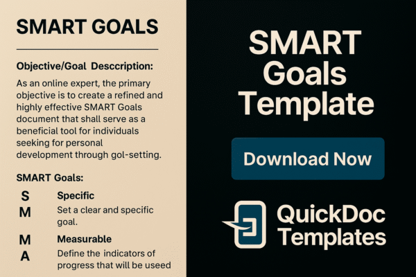 Smart Goals Template – Editable Goal-Setting Plan for Personal and Professional Development
