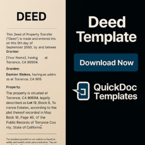 Deed Template – Editable Property Transfer Agreement for Real Estate Transactions