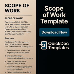 Scope of Work Template – Editable Project Management Agreement for Deliverables and Timelines