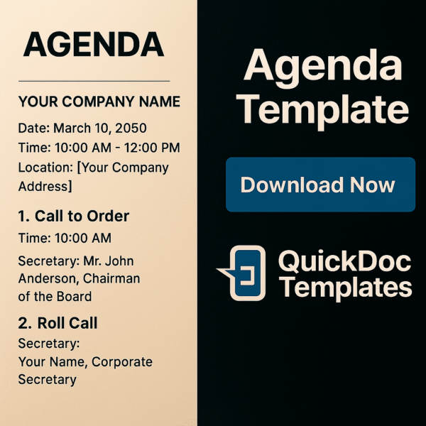 Agenda Template – Editable Meeting Schedule Format for Business and Board Use