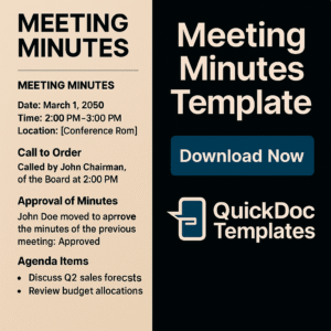 Meeting Minutes Template – Editable Record of Business and Project Discussions