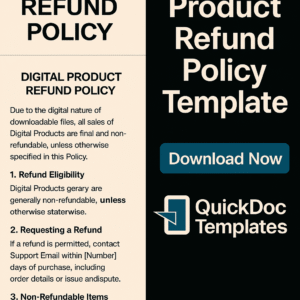 Digital Product Refund Policy Template – Editable Terms for Downloadable File Sales