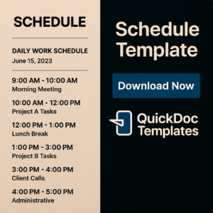 Schedule Template – Editable Daily Work Planner for Office Productivity