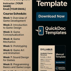 Syllabus Template – Editable Academic Course Outline for Educators and Institutions