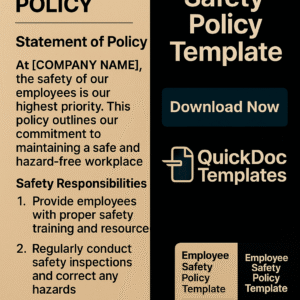 Employee Safety Policy Template – Editable Workplace Health and Safety Guidelines