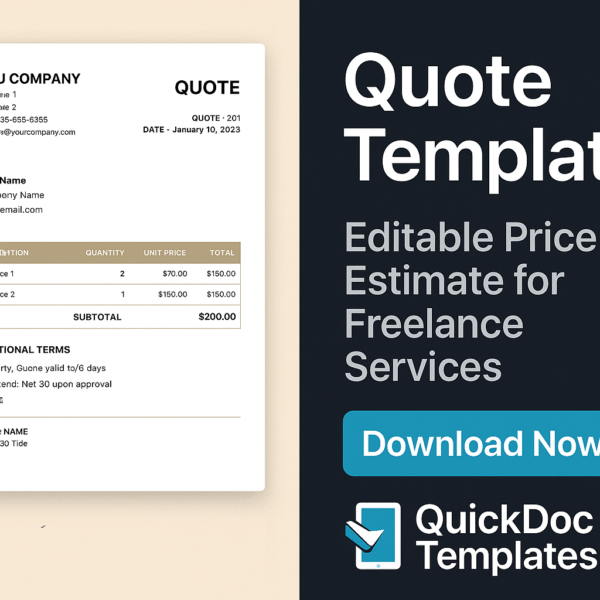 Quote Template – Editable Price Estimate for Freelance Services