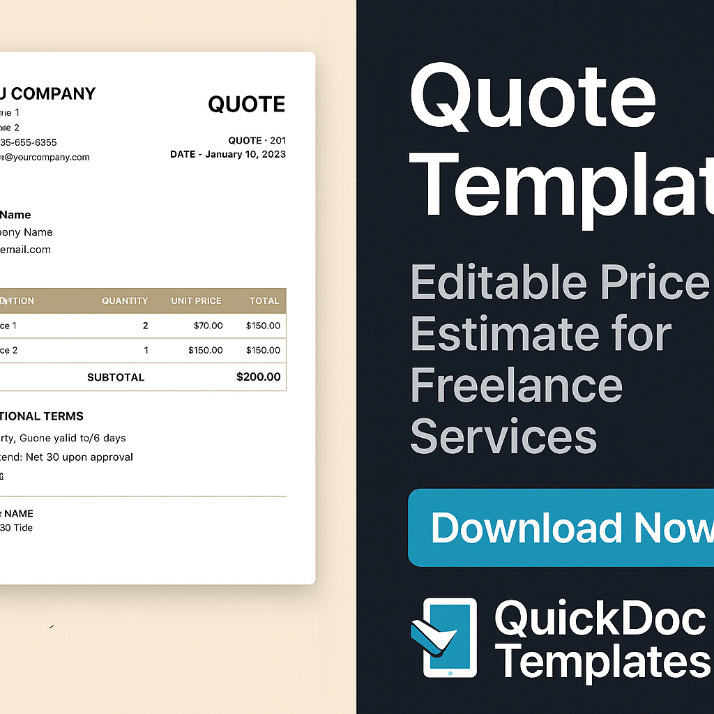 Quote Template Editable Price Estimate For Freelance Services Quick Quote Template Editable Price Estimate For Freelance Services Quick