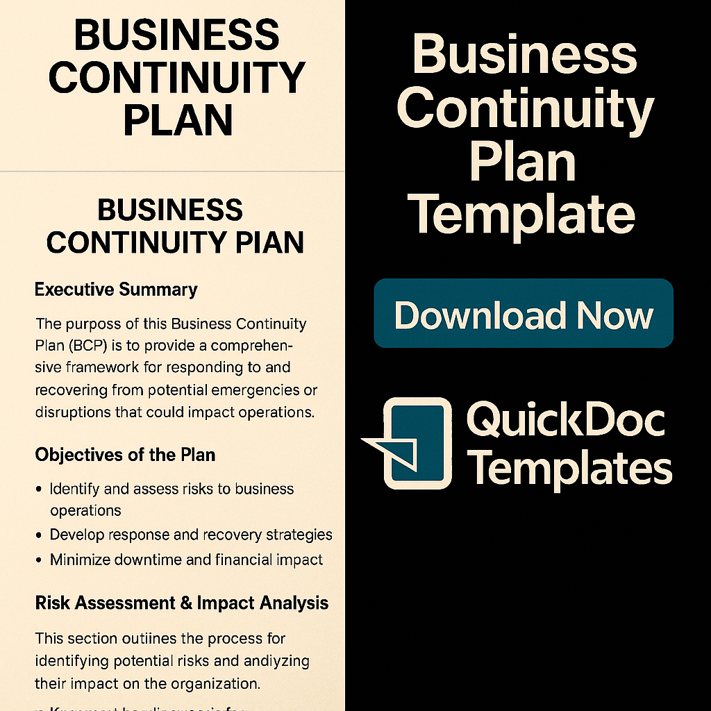 Business Continuity Plan Template – Editable Emergency Response & Recovery Strategy Document