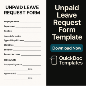 Unpaid Leave Request Form Template – Editable Employee Absence Authorization Document