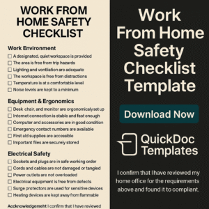 Work From Home Safety Checklist Template – Editable Compliance Form for Remote Work Environments