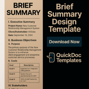 Brief Summary Design Template – Editable Executive Summary for Business Projects