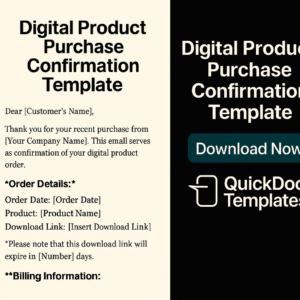Digital Product Purchase Confirmation Template – Editable Order Details for Online Sales