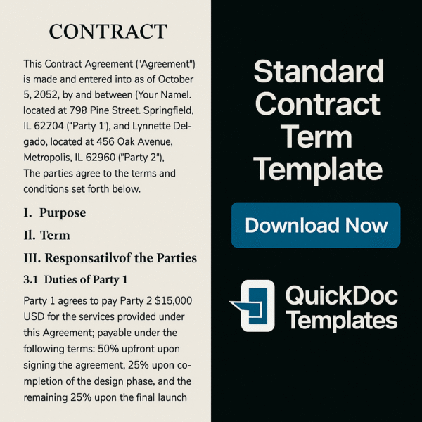 Standard Contract Term Template – Editable Agreement for Service
