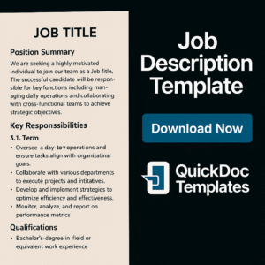 Job Description Template – Editable Format for Professional Hiring Needs