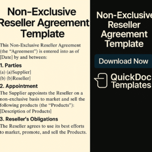 Non-Exclusive Reseller Agreement Template – Editable Contract for Distributors of Digital or Physical Products