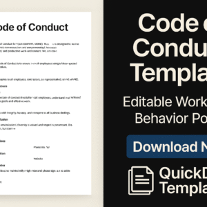 Code of Conduct Template – Editable Workplace Behavior Policy for Professional Environments