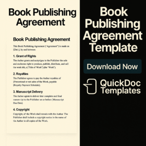 Book Publishing Agreement Template – Editable Contract for Authors and Publishers