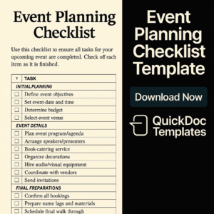 Event Planning Checklist Template – Editable Task List for Event Organizers