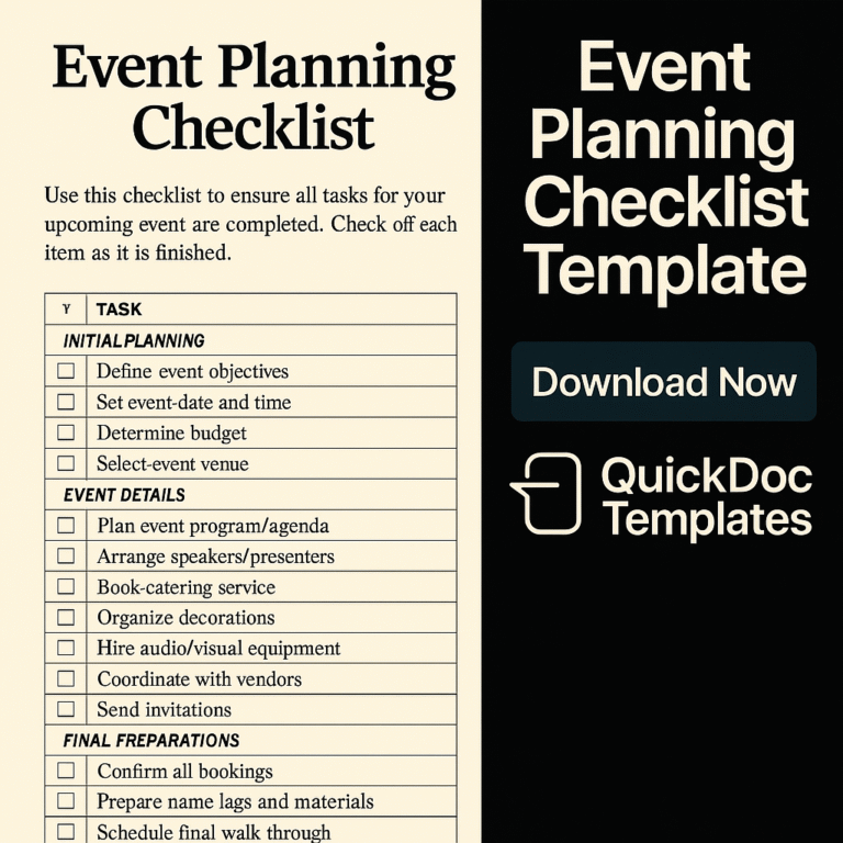 Event Planning Checklist Template – Editable Task List for Event ...