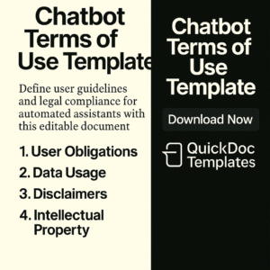 Chatbot Terms of Use Template – Editable Legal Agreement for Automated Assistant Usage and Compliance