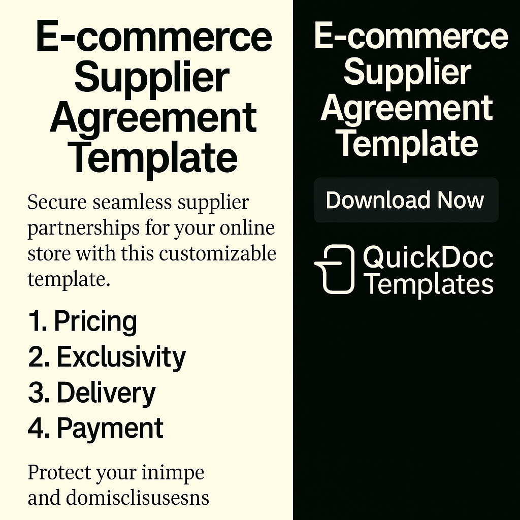 E-commerce Supplier Agreement Template – Editable Contract for Online Retail Vendor Partnerships