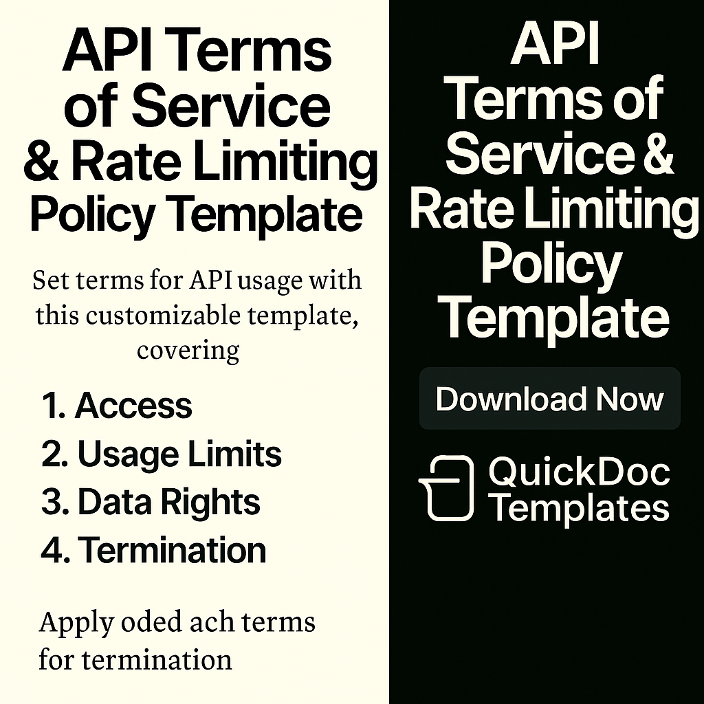 API Terms of Service & Rate Limiting Policy Template – Editable Contract for Developers and Platforms
