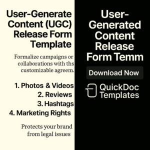 User-Generated Content (UGC) Release Form Template – Editable Consent to Use Customer Content in Marketing