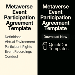 Metaverse Event Participation Agreement Template – Editable Contract for Virtual and Immersive Events