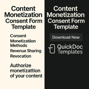 Content Monetization Consent Form Template – Editable Authorization for Revenue Sharing and Media Use
