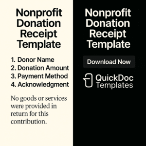Nonprofit Donation Receipt Template – Editable Acknowledgment for Charitable Contributions