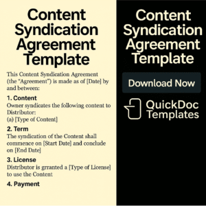 Content Syndication Agreement Template – Editable Contract for Republishing and Distributing Content