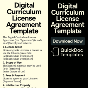 Digital Curriculum License Agreement Template – Editable Contract for Licensing Educational Materials