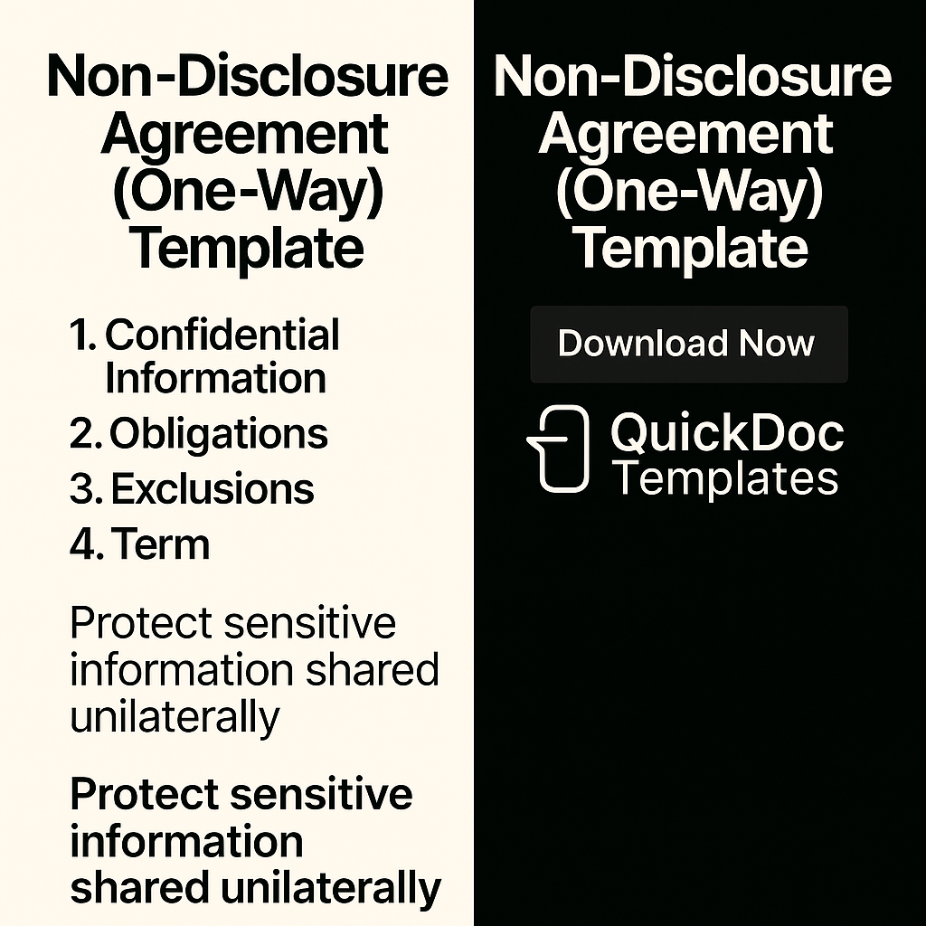Non-Disclosure Agreement (One-Way) Template – Editable NDA for Protecting Confidential Information