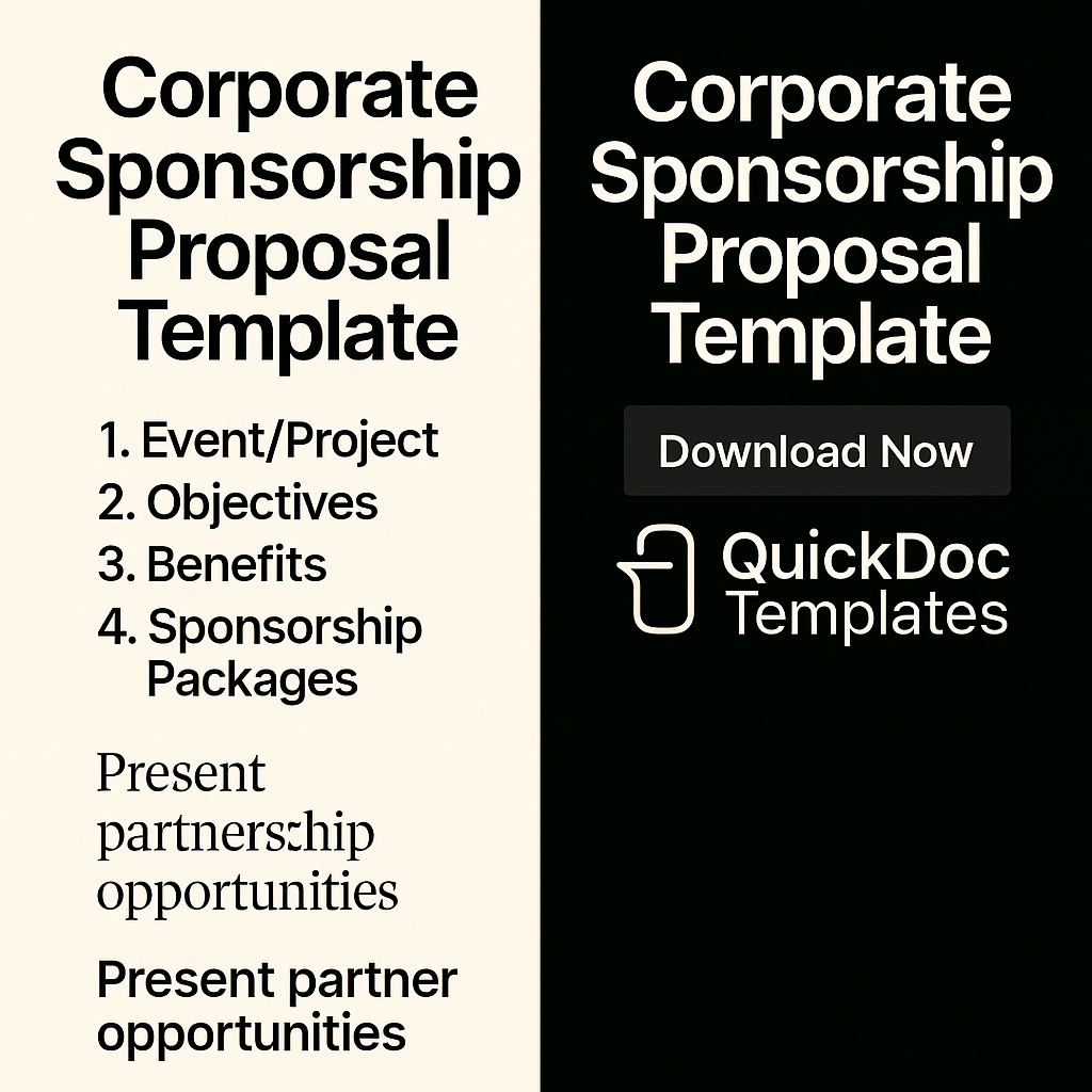 Corporate Sponsorship Proposal Template – Editable Business Partnership Pitch for Events and Projects