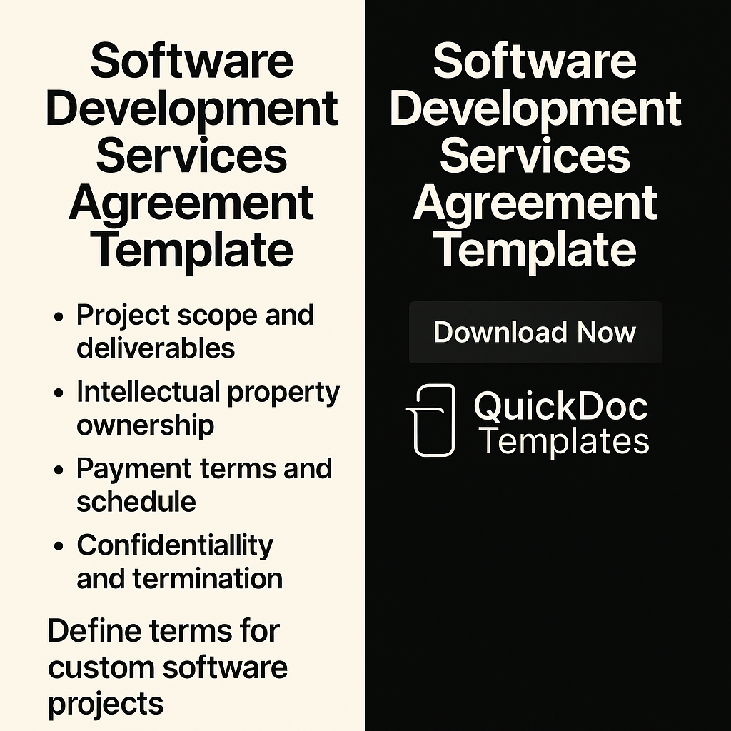 Software Development Services Agreement Template – Editable Contract for Custom Software Projects