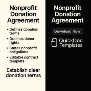 Nonprofit Donation Agreement Template – Editable Contract for Donor and Organization Commitments