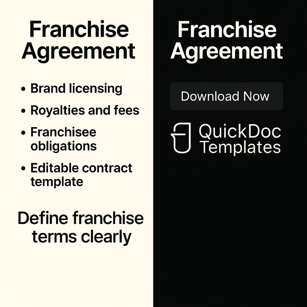Franchise Agreement Template – Editable Contract for Franchisors and Franchisees