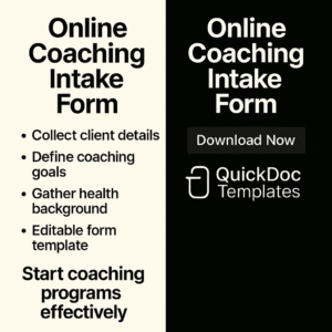 Online Coaching Intake Form Template – Editable Client Information & Consent Form