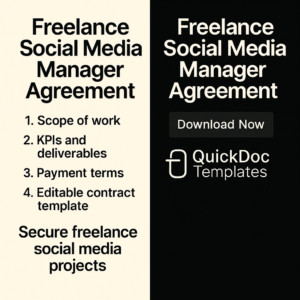 Freelance Social Media Manager Agreement Template – Editable Contract for Online Marketing Services