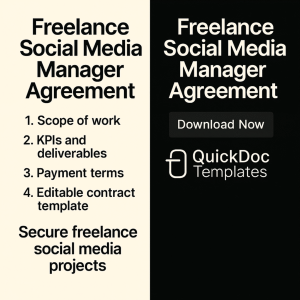 Freelance Social Media Manager Agreement Template – Editable Contract for Online Marketing Services