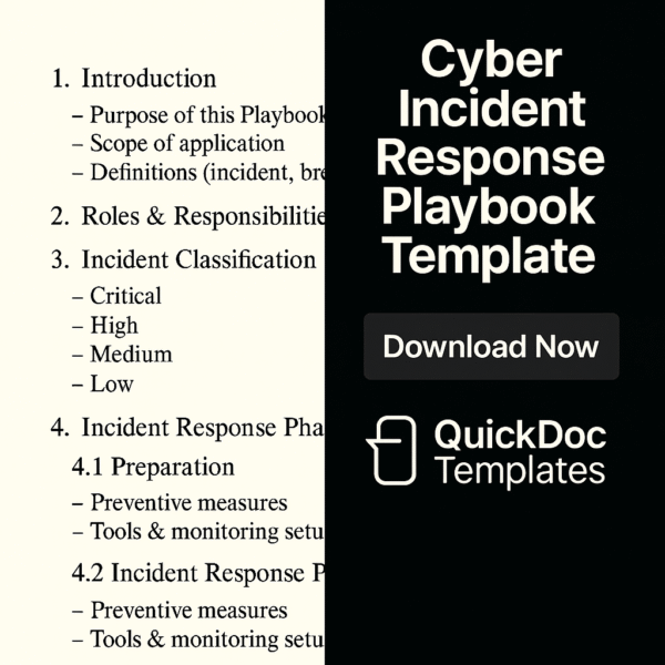 Cyber Incident Response Playbook Template – Editable Procedures for Managing Security Breaches
