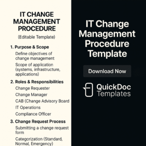 IT Change Management Procedure Template – Editable Request & Approval Workflow